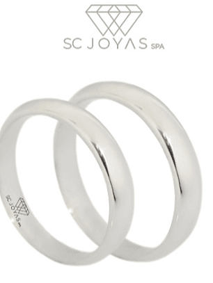 Anillos de Matrimonio o Compromiso en Plata de ley 950 - Par