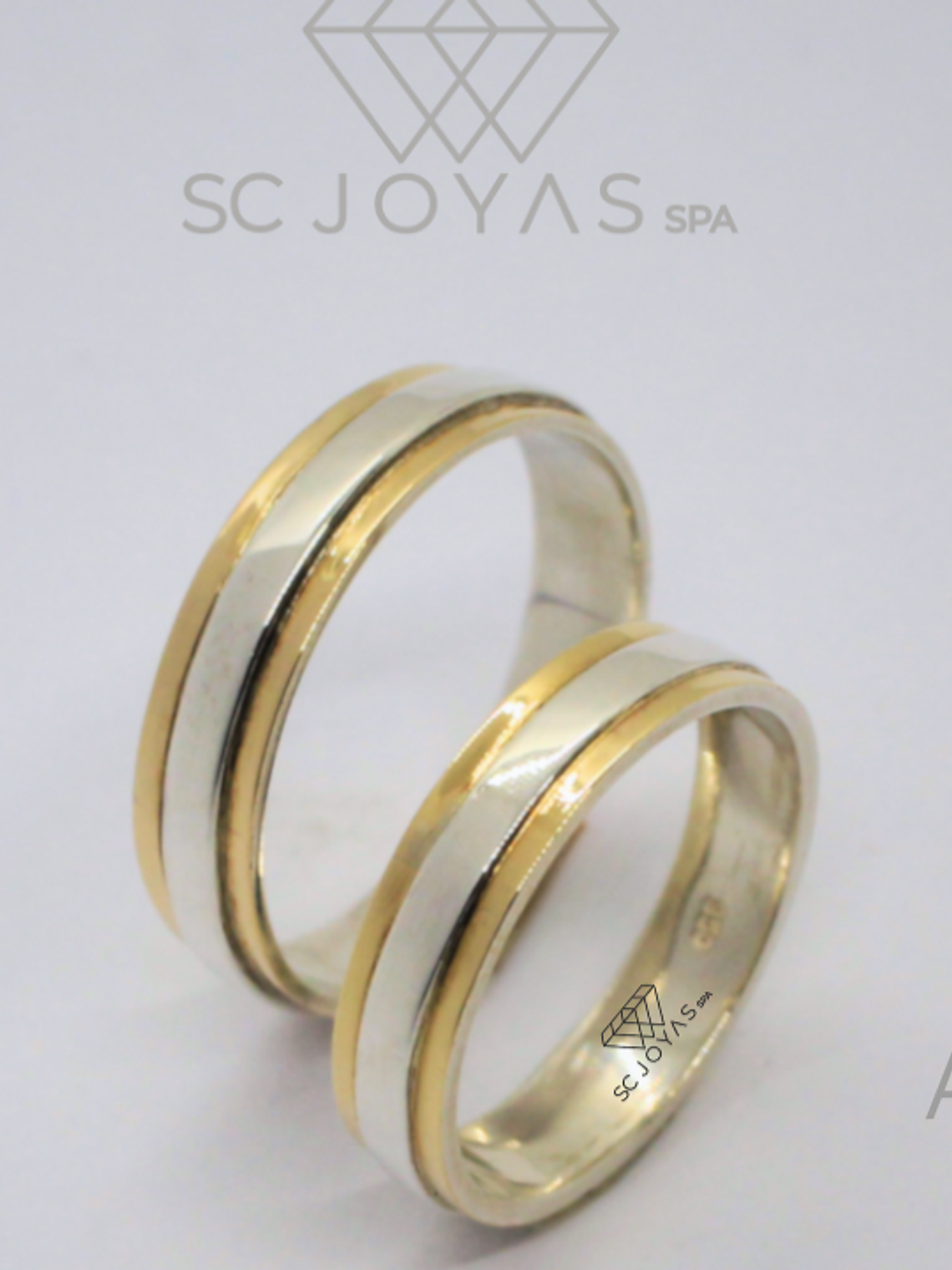 Argollas de Matrimonio en Plata con Oro 1