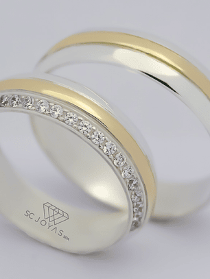 Argollas de Matrimonio en Plata con Oro 