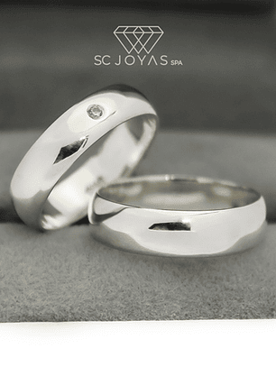 Argollas de matrimonio de plata de ley 950 - Par