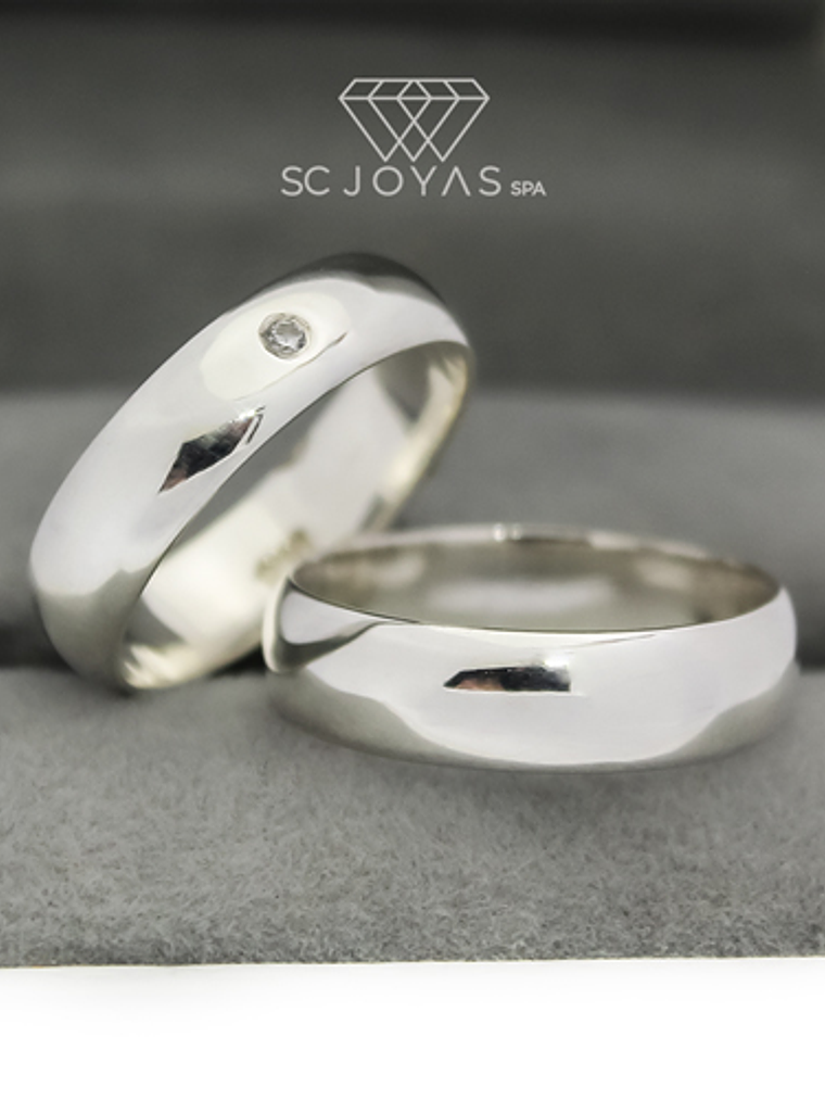 Argollas de matrimonio de plata de ley 950 - Par 1
