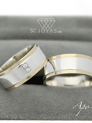 Argollas de Matrimonio Plata con oro