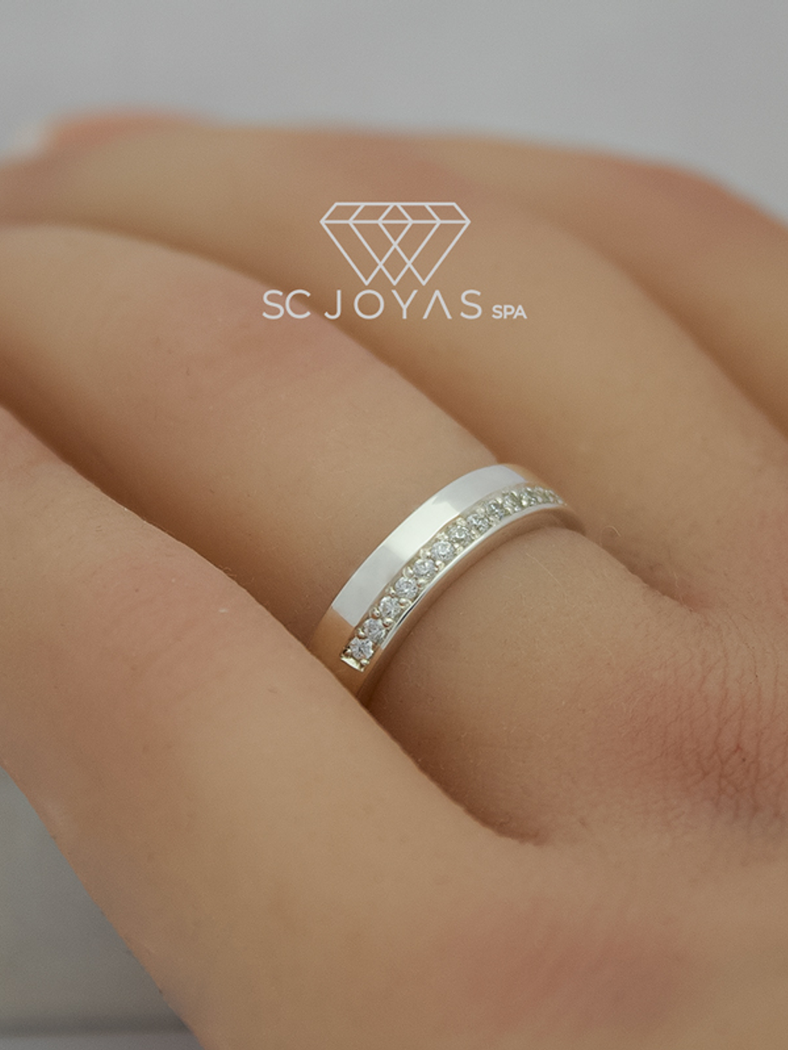 Anillo de Compromiso, Promesa Plata ley 950 - Moissanitas - unidad 4