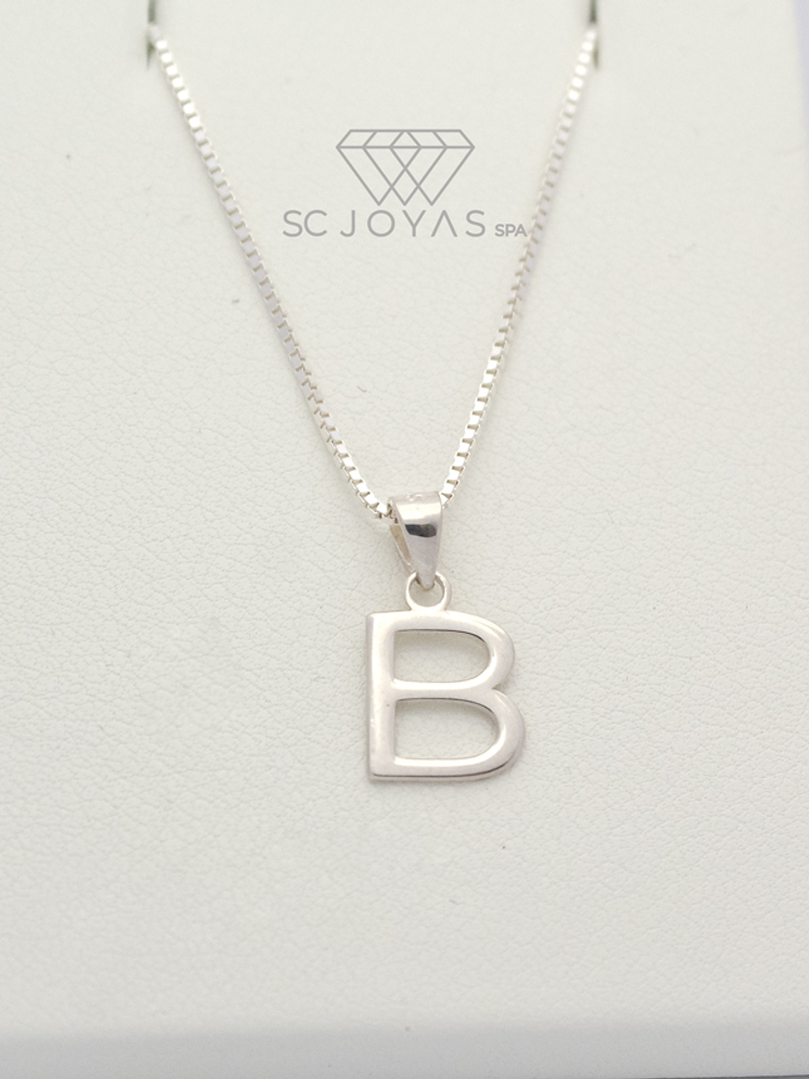 Cadena de plata 925  con colgante letra B  1