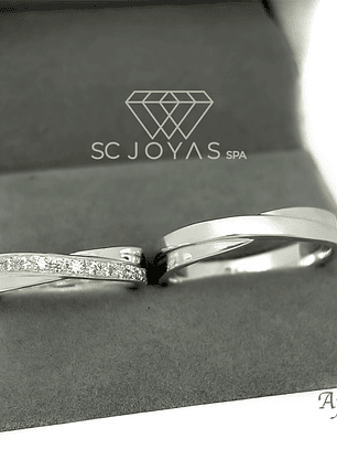 Argollas de matrimonio de Plata ley 950 - Moissanitas - Par