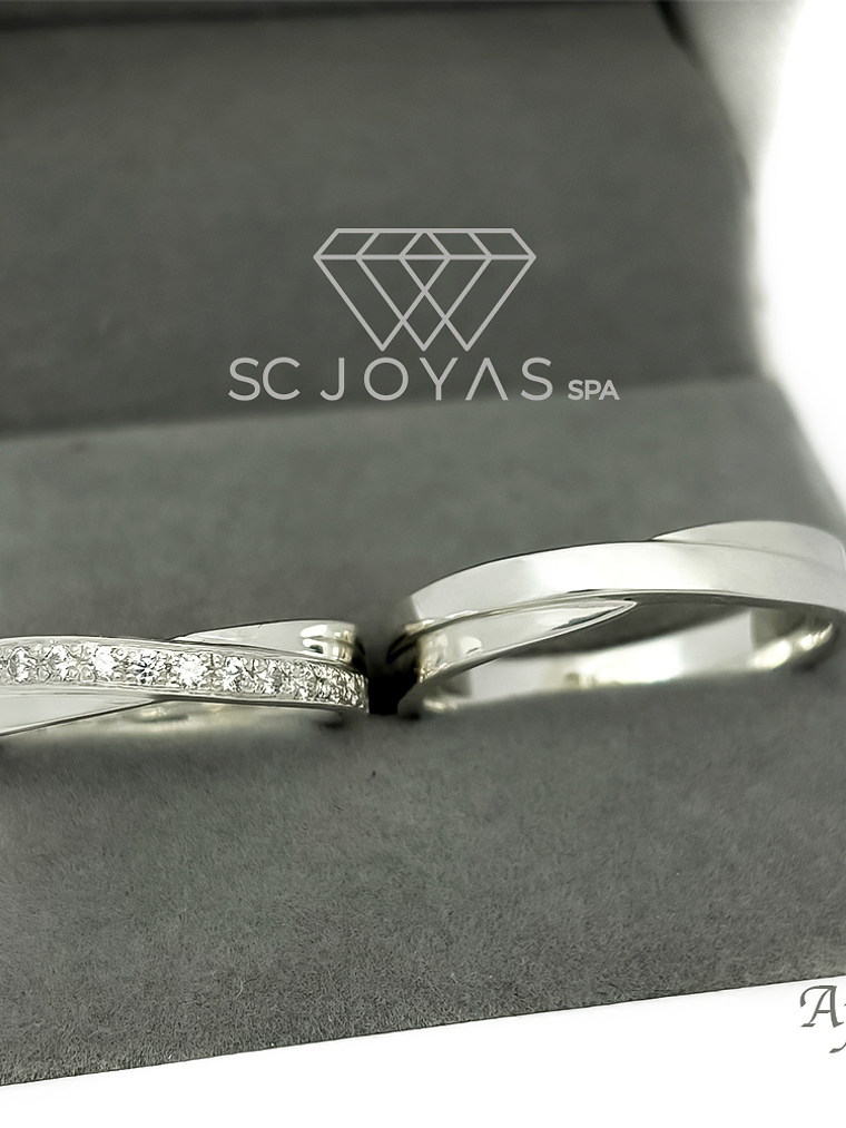 Argollas de matrimonio de Plata ley 950 - Moissanitas - Par 1