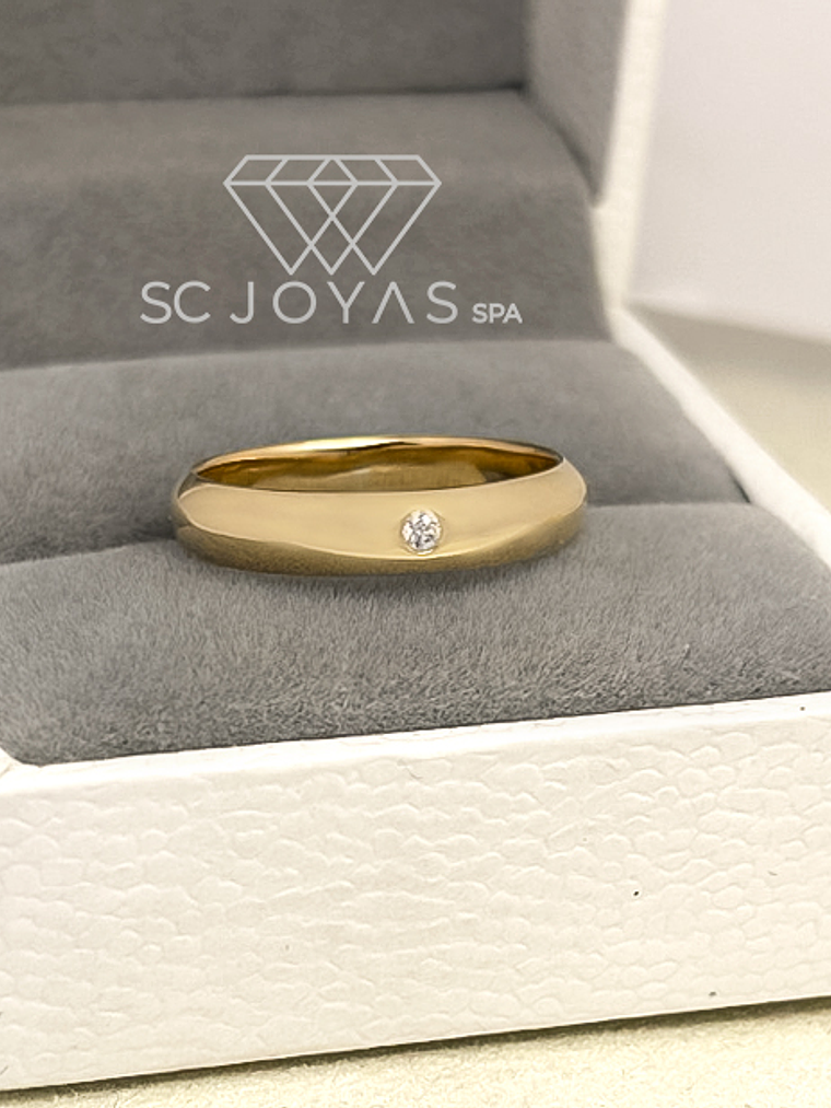 Argolla de Matrimonio o Compromiso  - Modelo Inglés - Oro Amarillo 18k - Unidad  1