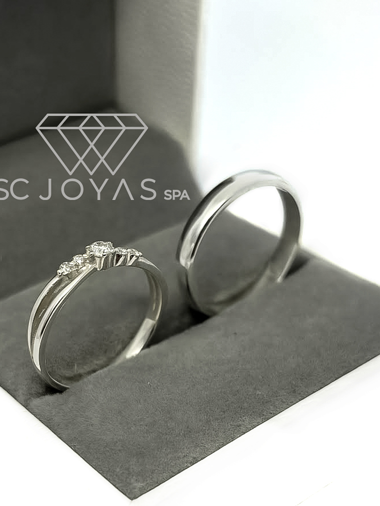 Anillos de Compromiso, Anillos Promesa  en Plata - Moissanitas - Par  3