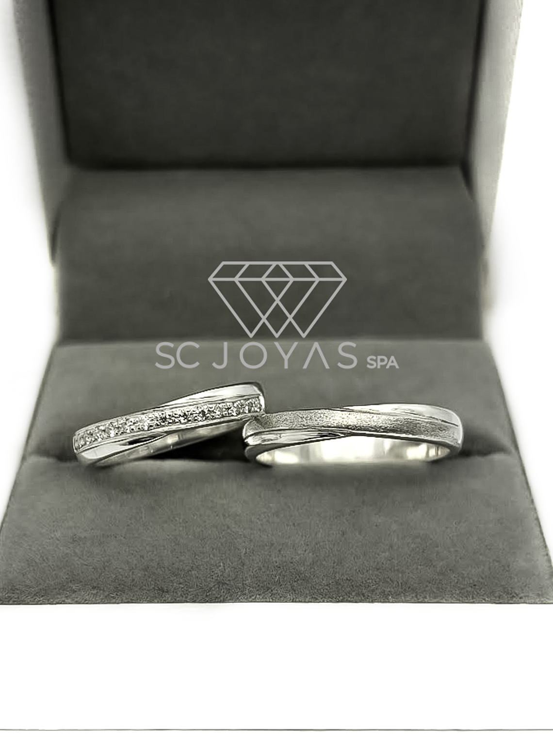 Anillos de Compromiso o matrimonio de Plata ley 950 - Moissanitas - Par 2