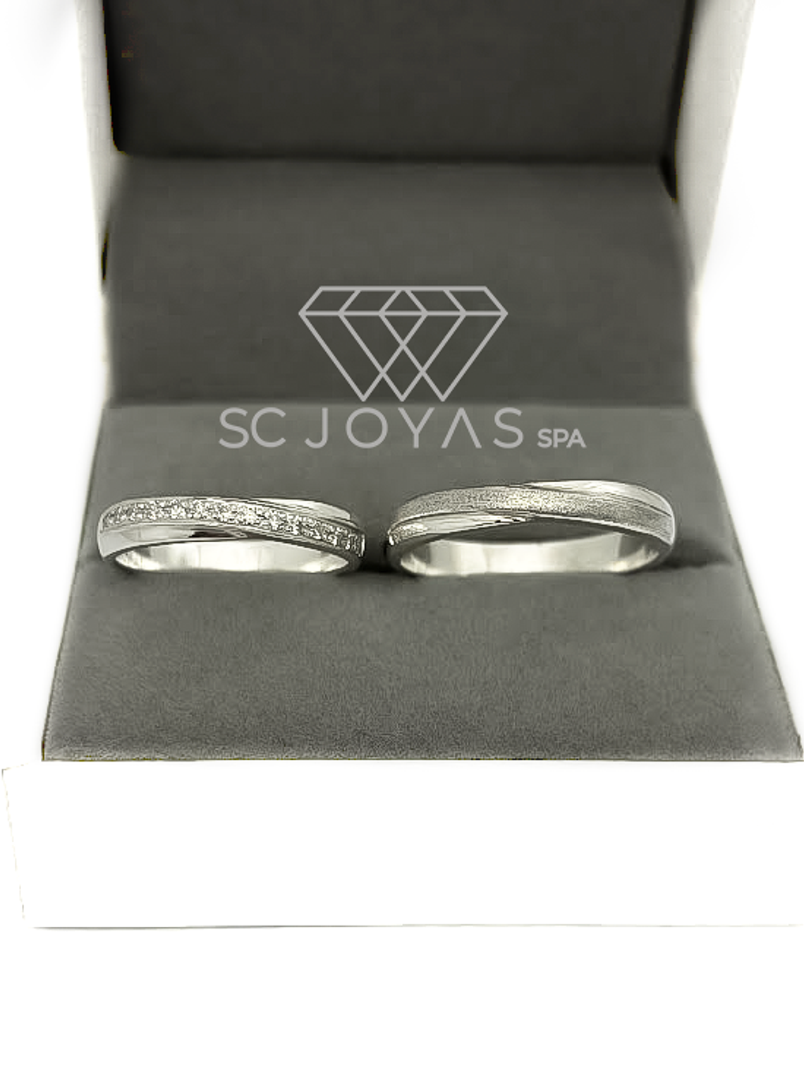 Anillos de Compromiso o matrimonio de Plata ley 950 - Moissanitas - Par 1