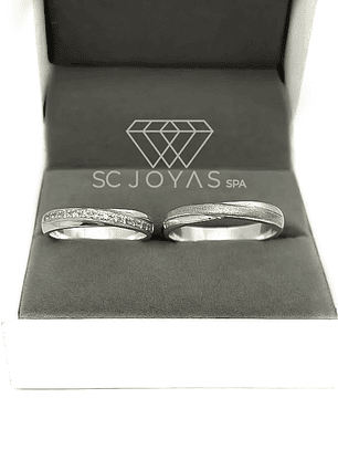 Anillos de Compromiso o matrimonio de Plata ley 950 - Moissanitas - Par