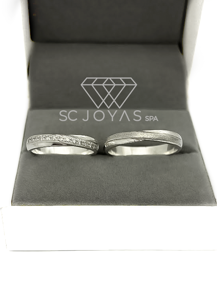 Anillos de Compromiso o matrimonio de Plata ley 950 - Moissanitas - Par 1