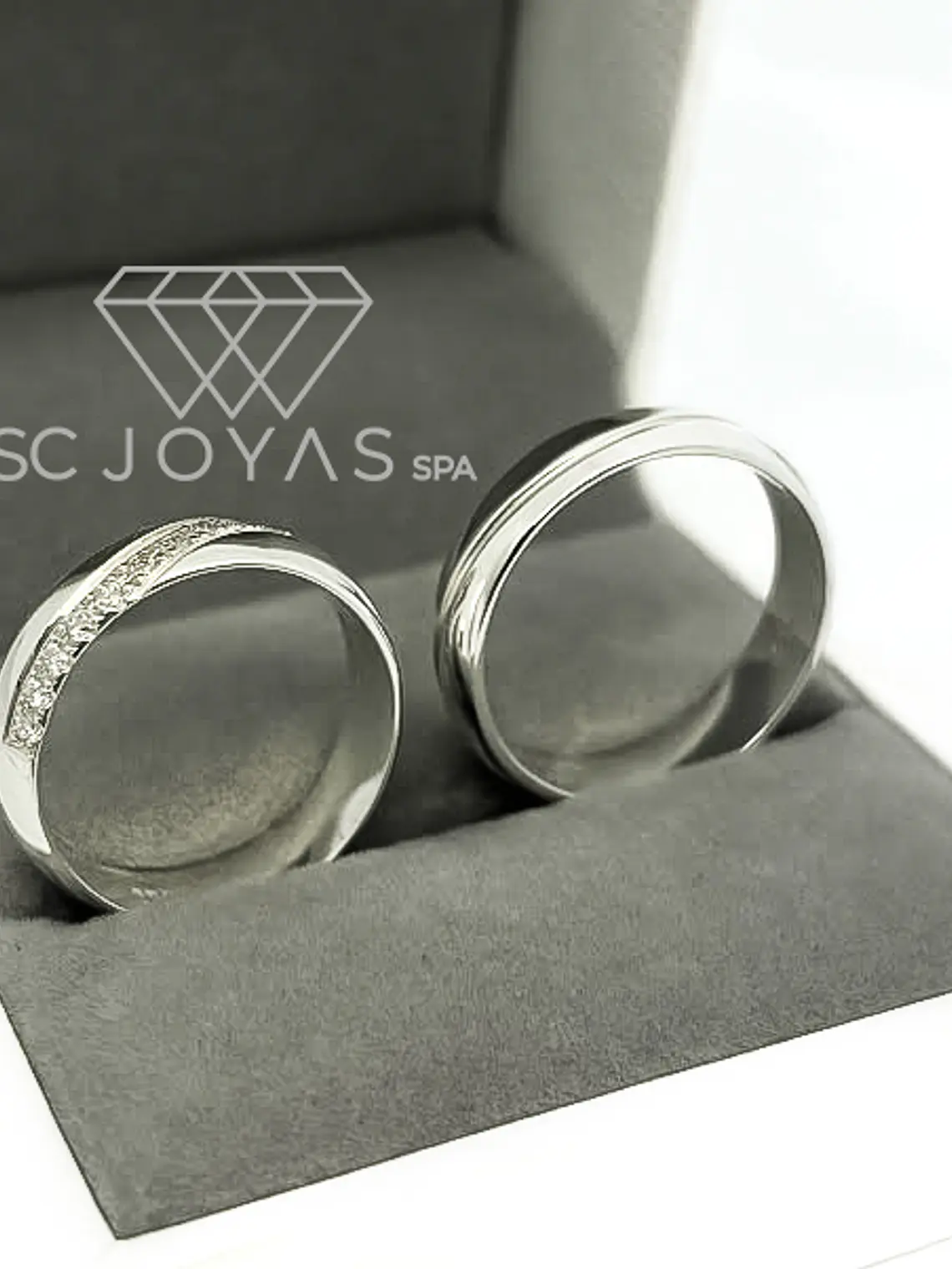 Argollas de matrimonio de Plata ley 950 - Moissanitas -  Par 2