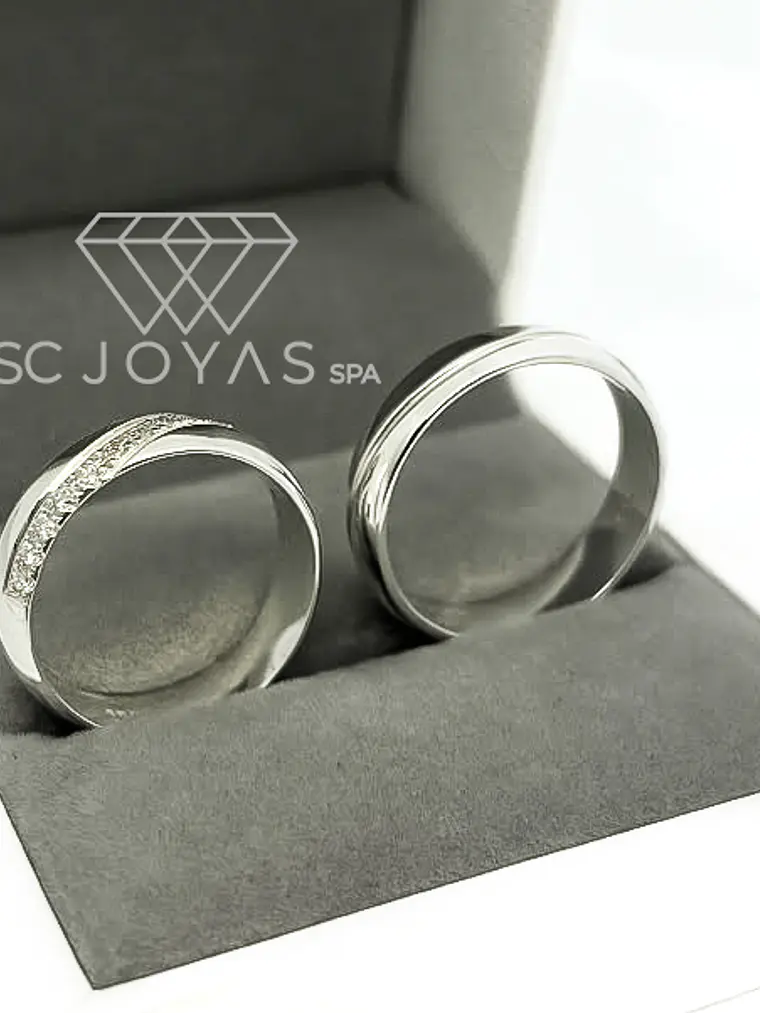 Argollas de matrimonio de Plata ley 950 - Moissanitas -  Par 2