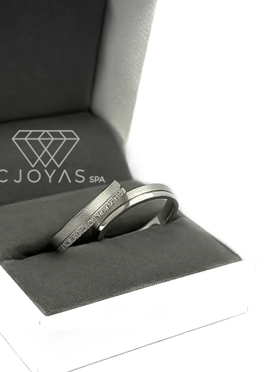 Argollas de Matrimonio de Plata ley 950 -  Moissanitas - Par  2