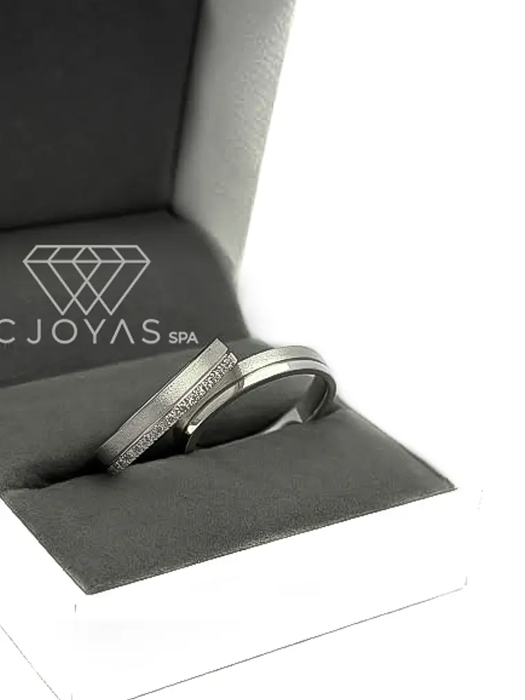 Argollas de Matrimonio de Plata ley 950 -  Moissanitas - Par  2