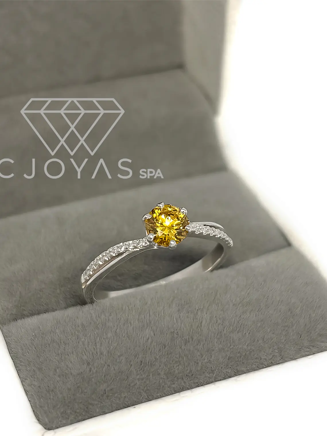 Anillo de Compromiso en Plata Sp-04 - Piedra Amarillo  1