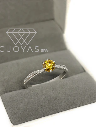 Anillo de Compromiso en Plata Sp-04 - Piedra Amarillo 