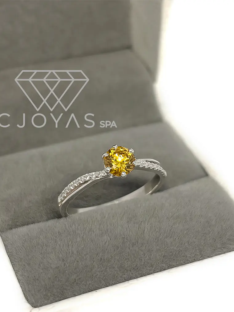 Anillo de Compromiso en Plata Sp-04 - Piedra Amarillo  1