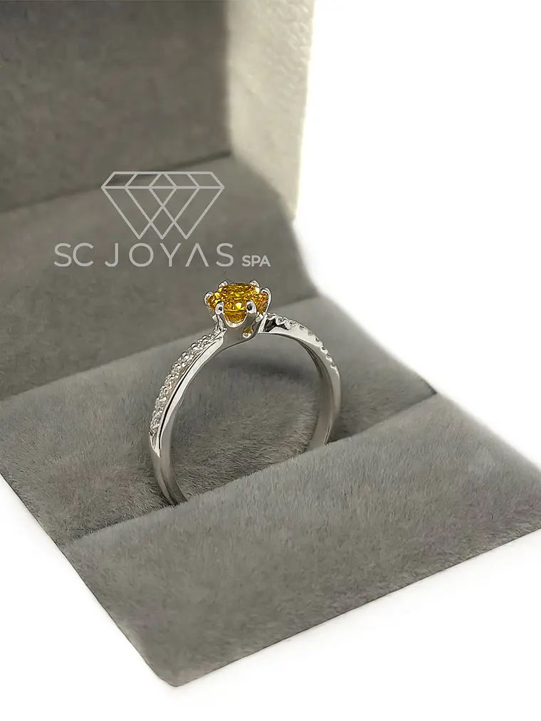 Anillo de Compromiso en Plata Sp-04 - Piedra Amarillo  3