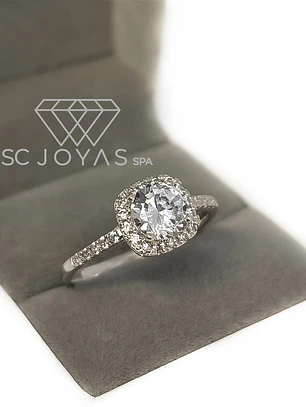 Anillo de Compromiso en Plata  -  Moissanitas - Sp-08