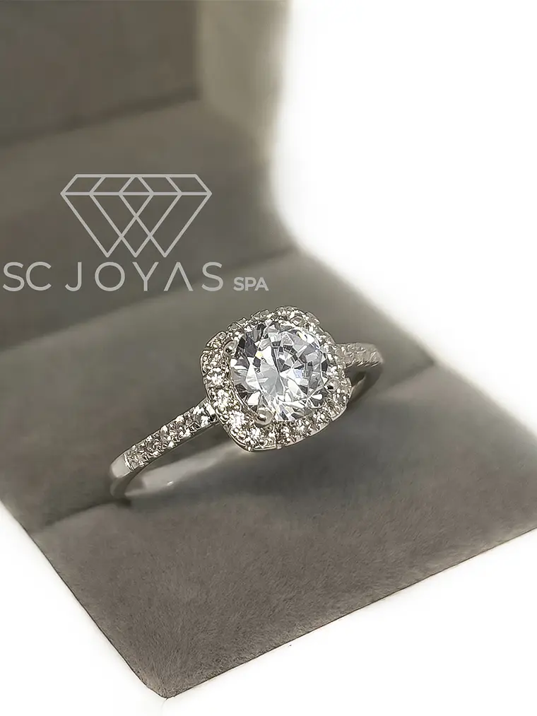 Anillo de Compromiso en Plata  -  Moissanitas - Sp-08 1