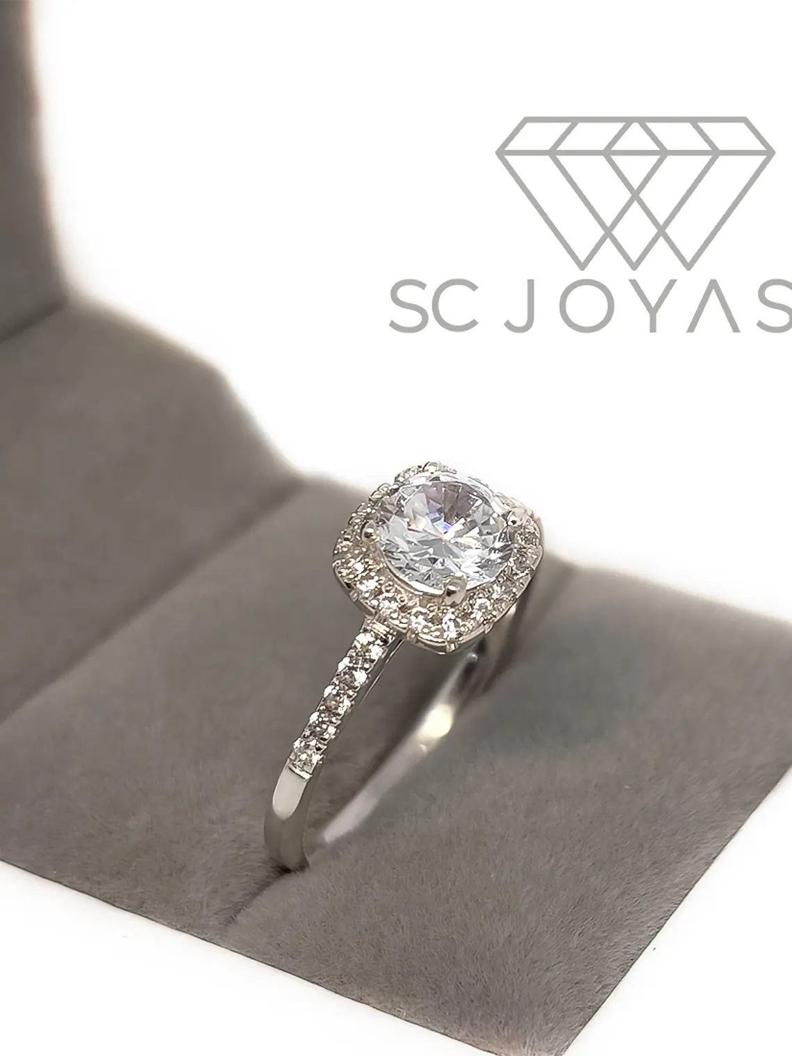 Anillo de Compromiso en Plata  -  Moissanitas - Sp-08 2
