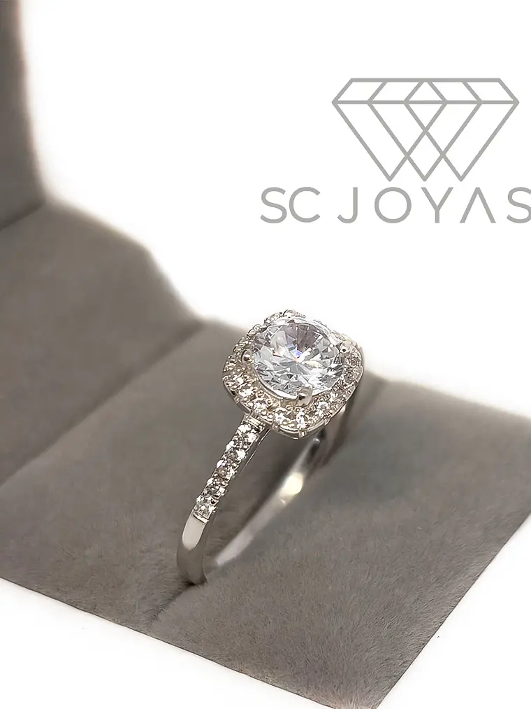 Anillo de Compromiso en Plata  -  Moissanitas - Sp-08 2