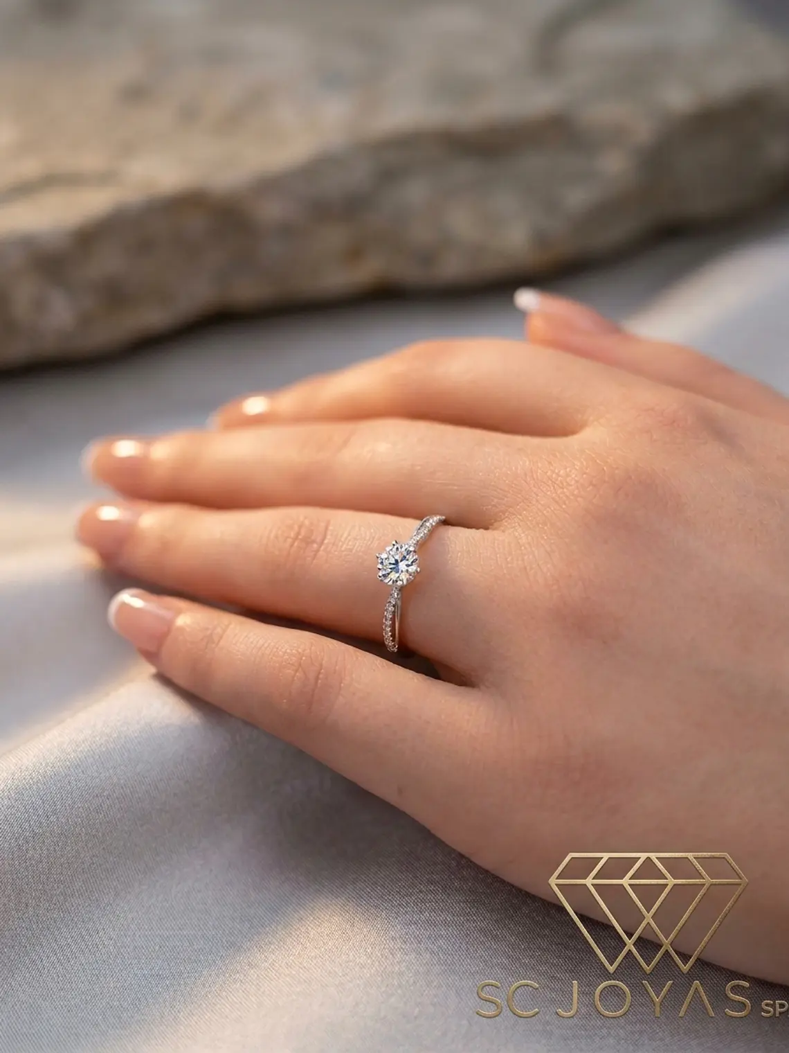 Anillo de Compromiso en Plata-Moissanitas-Sp-04 4