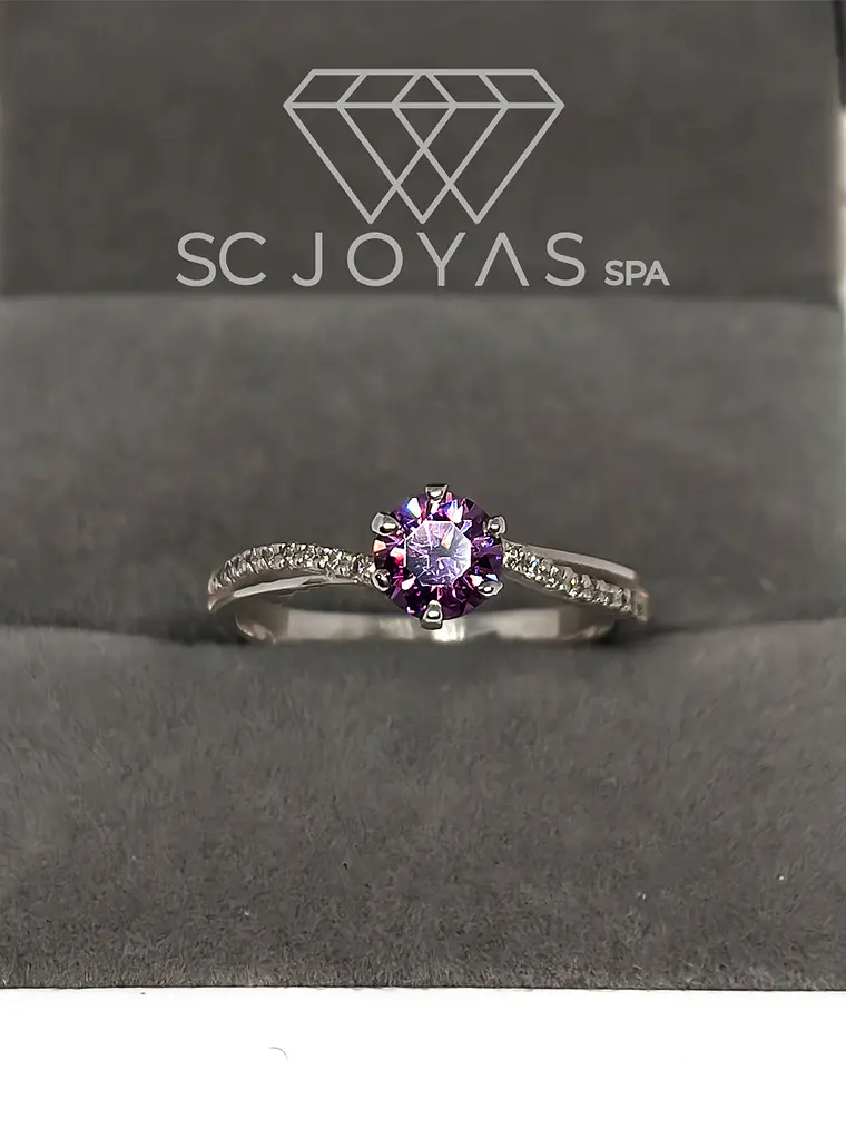 Anillo de Compromiso en Plata Sp-04-Piedra Morado 1