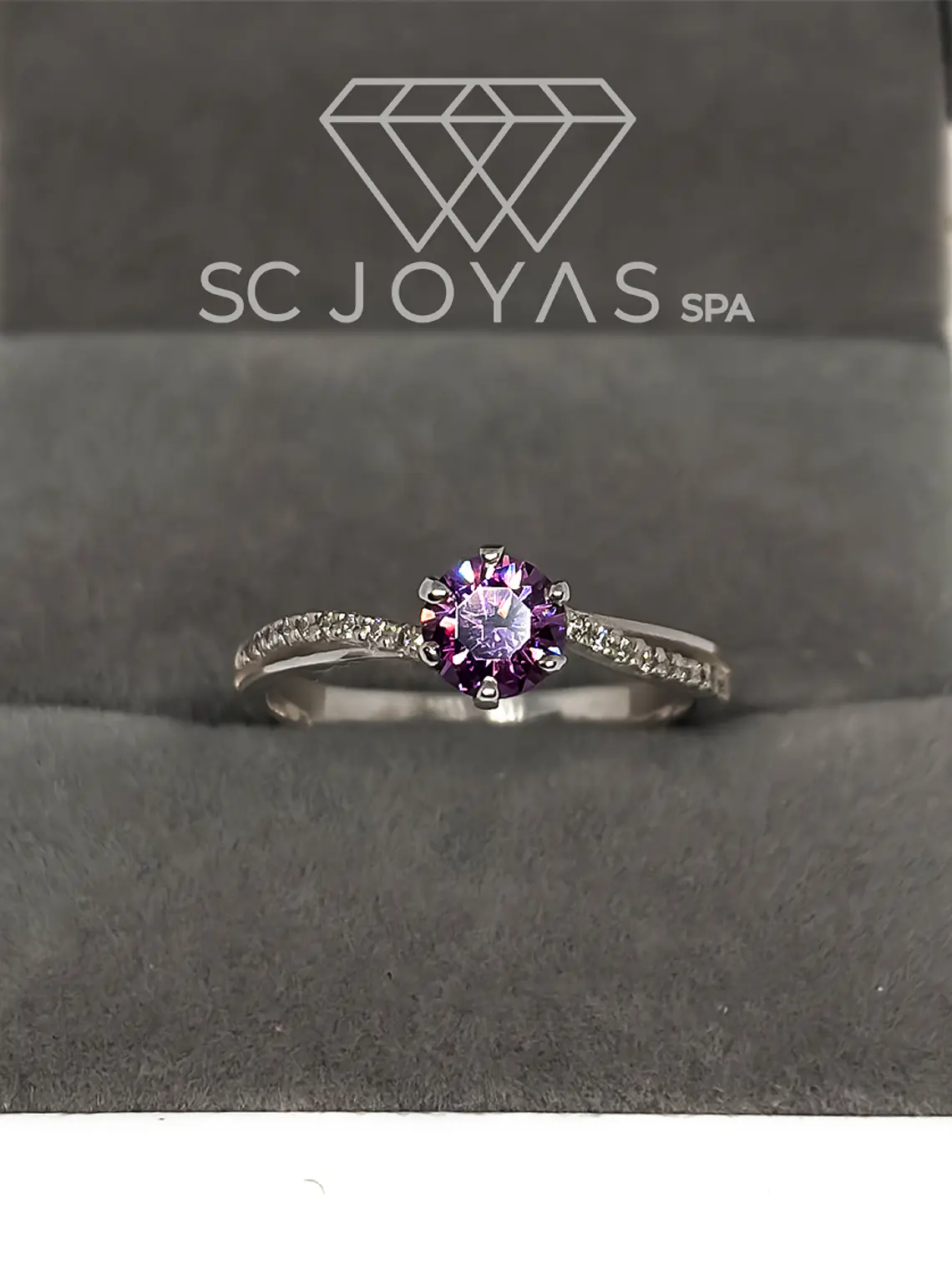 Anillo de Compromiso en Plata Sp-04-Piedra Morado 1