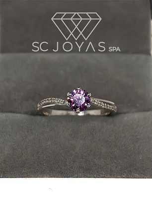 Anillo de Compromiso en Plata Sp-04-Piedra Morado
