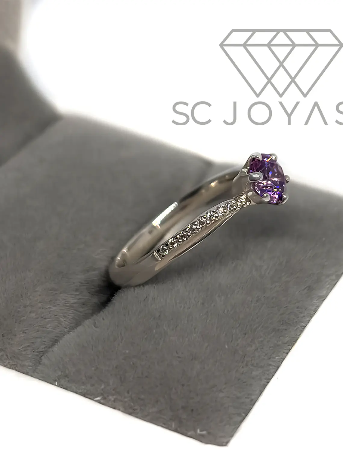 Anillo de Compromiso en Plata Sp-04-Piedra Morado 2