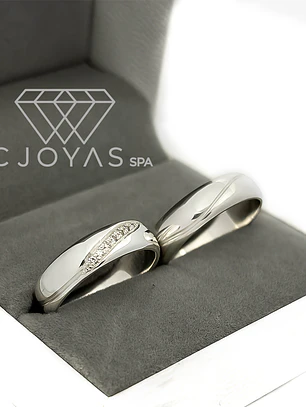 Argollas de Matrimonio - Plata ley 950 - Moissanitas -  Par - Ap-07