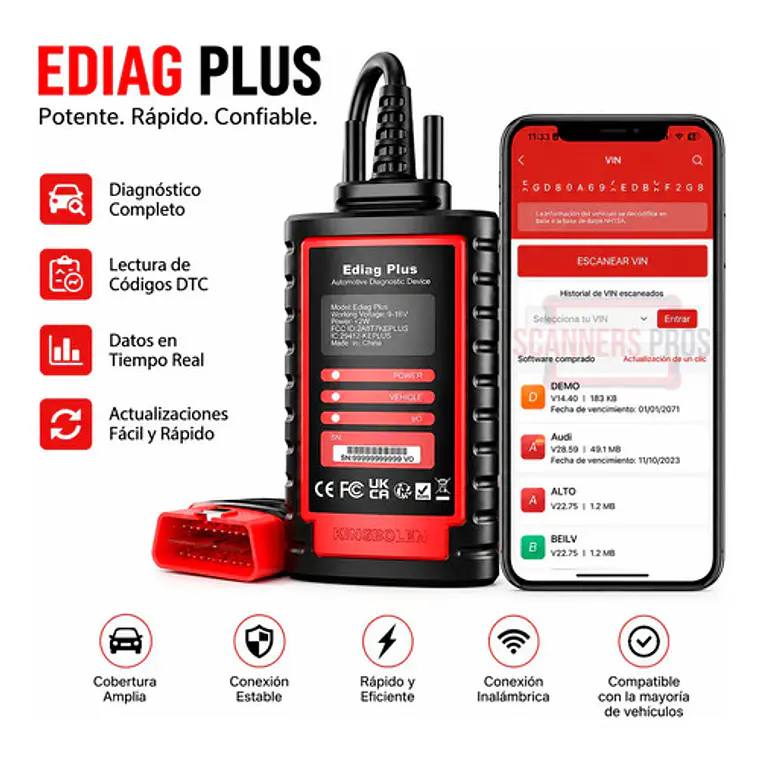 Scanner Automotriz Multimarca Obd2 Ediag Plus Última Versión 1