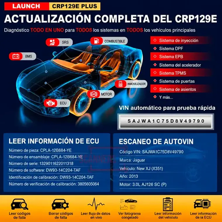 Scanner Automotriz Obd Launch Crp129e Plus V3 Última Versión 5