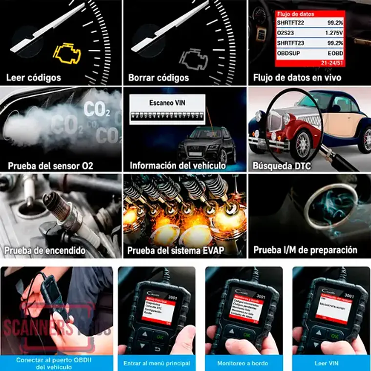 Scanner Automotriz Multimarca Obd2 Launch Creader 3001 3
