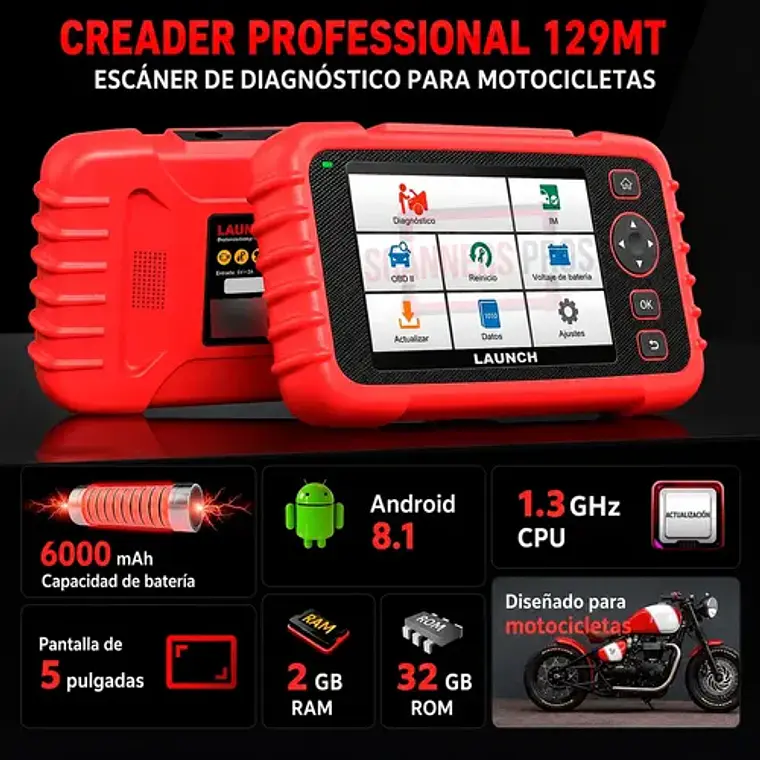Scanner Para Motocicletas Multimarca Obd2 Launch Crp129 Mt 4