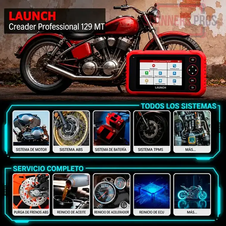 Scanner Para Motocicletas Multimarca Obd2 Launch Crp129 Mt 6