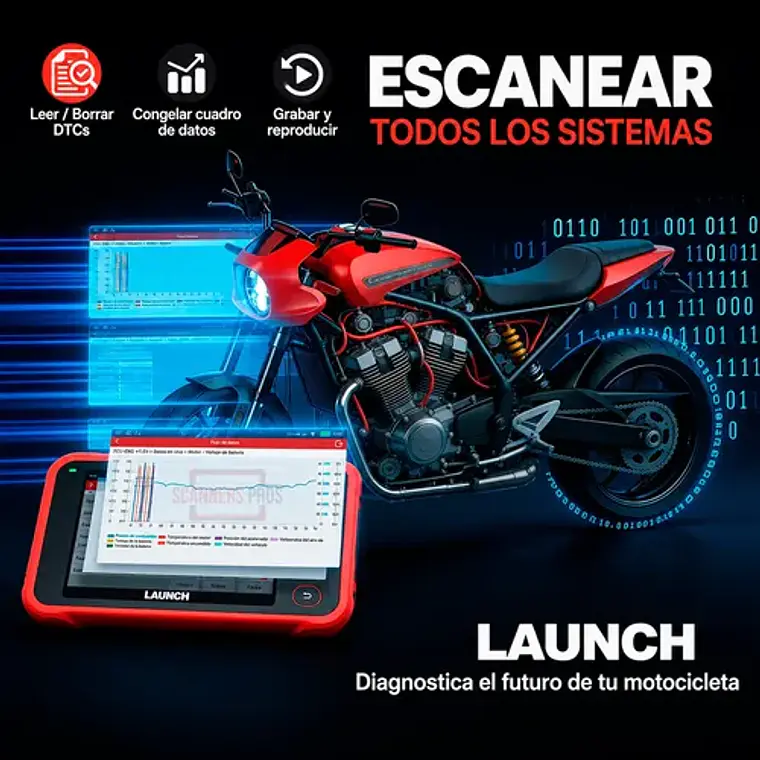 Scanner Para Motocicletas Multimarca Obd2 Launch Crp129 Mt 7