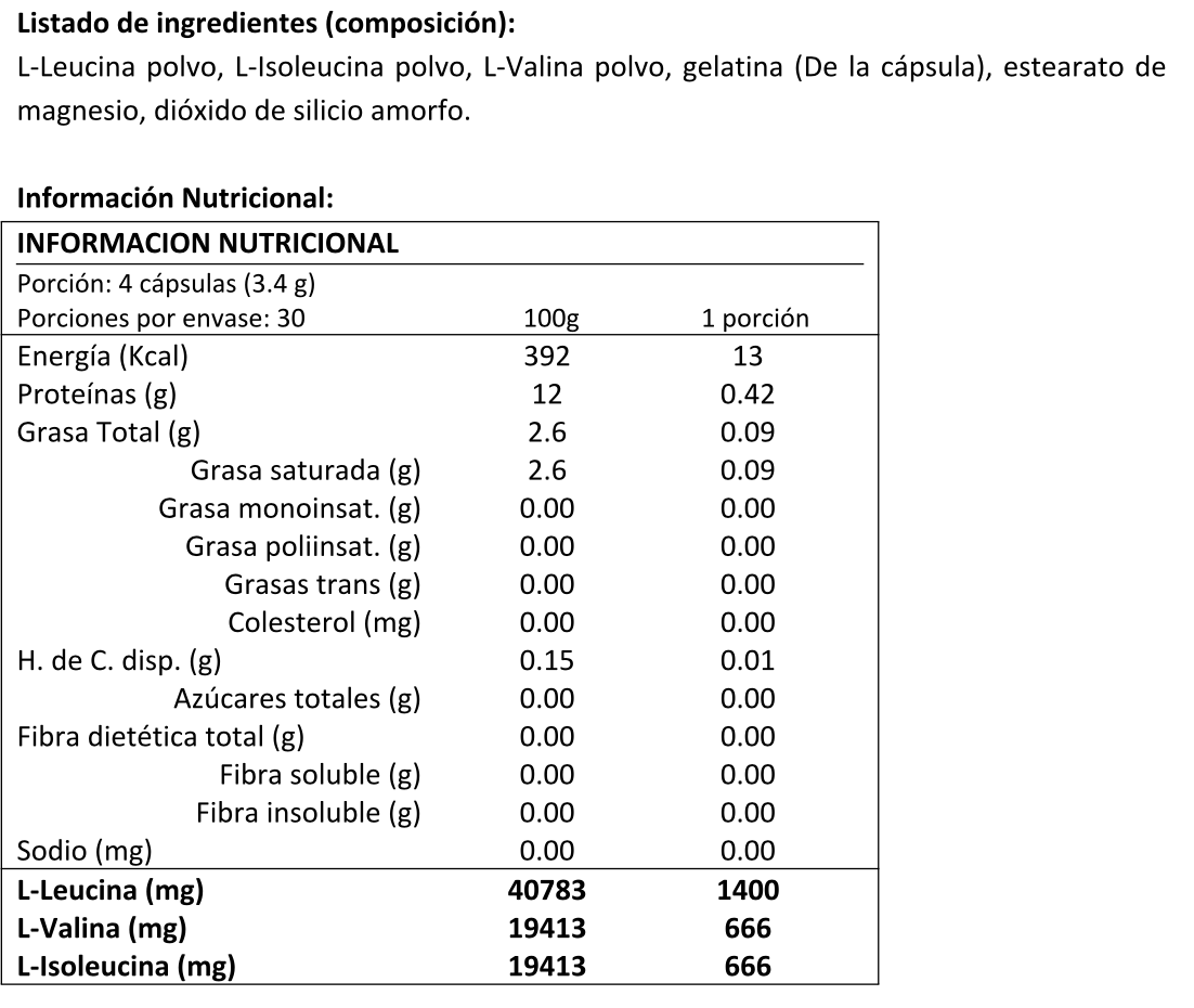BCAA 120 cápsulas 2