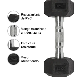 Par Mancuernas Hexagonales 2.5 Kg (total 5kg) - Miniatura 5