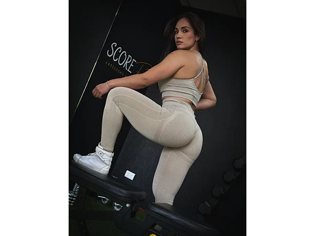 Conjunto Deportivo Beige Jaspeado Largo