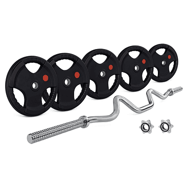 Pack 60 Kg Discos Grip Preolímpicos + Barra W 1