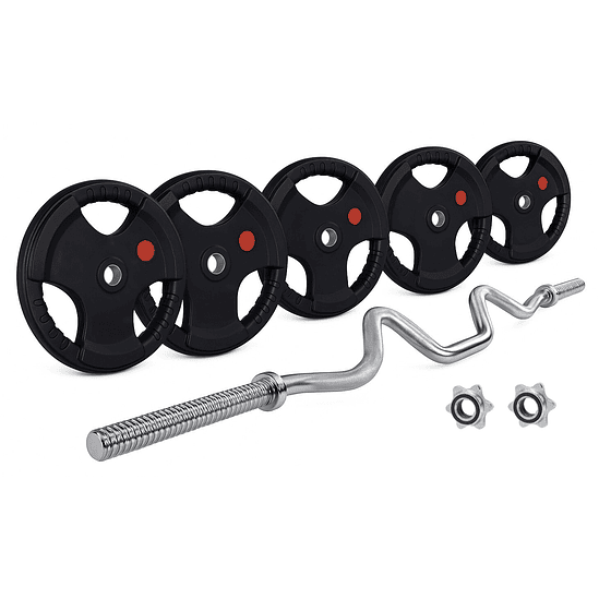 Pack 60 Kg Discos Grip Preolímpicos + Barra W 1