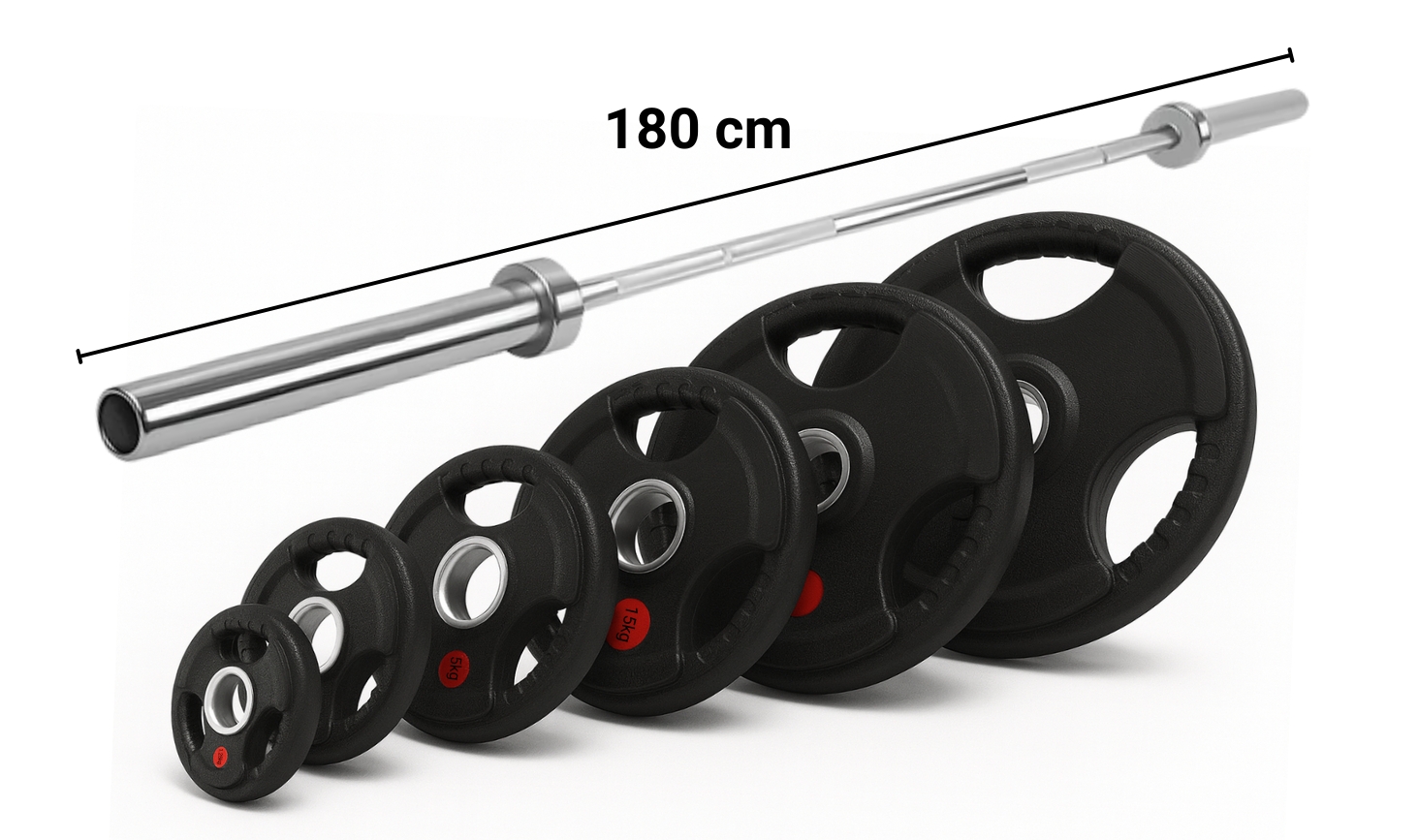 Pack 110 Kg en Discos Grip + Barra Olímpica 15 Kg 2