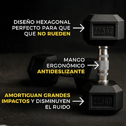 Par Mancuernas Hexagonales 25 Kg (total 50kg) - Miniatura 3