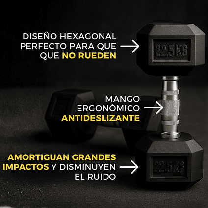 Mancuernas Hexagonales Par 25 Kg (total 50kg) 2
