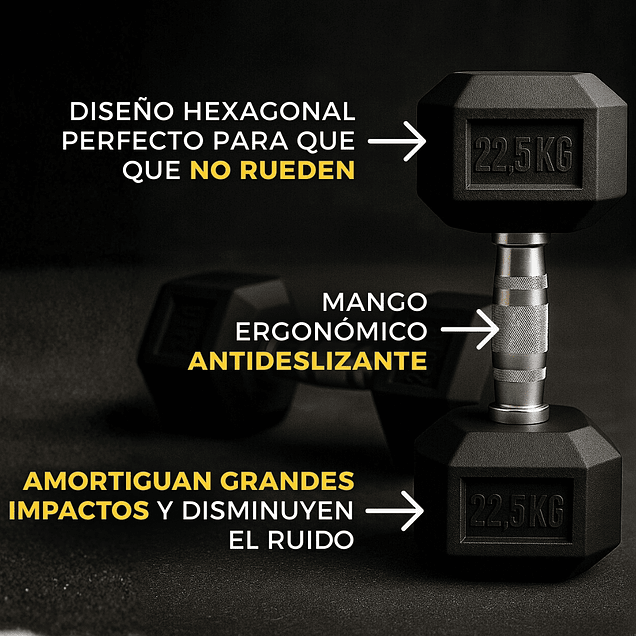 Mancuernas Hexagonales Par 12,5 Kg (total 25kg) 2
