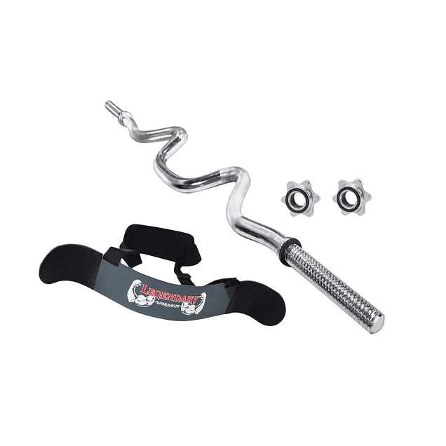 Pack 20 Kg Discos Grip Preolímpicos + Barra W + Cinturón Biceps 2